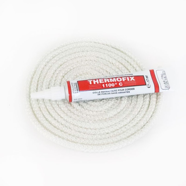 Junta Redonda Trenzada (blanca) ø 4 mm x 2,5 m + pegamento - Capska