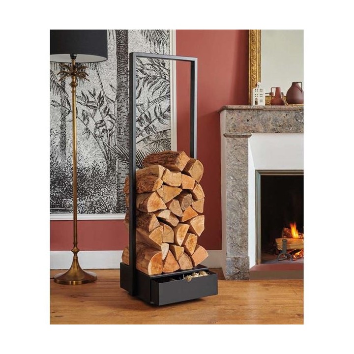 Esterel Black Log Rack Emmagatzematge de fusta - Capska