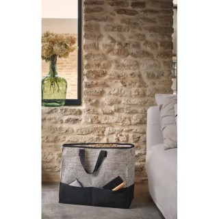 Bolsa para troncos o pellets de algodón negro de tweed - Dixneuf | Diseño elegante y práctico - Capska