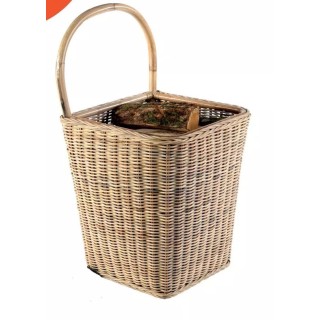 Carro Gris Natural Ratán Dixneuf - Almacenamiento de Leña