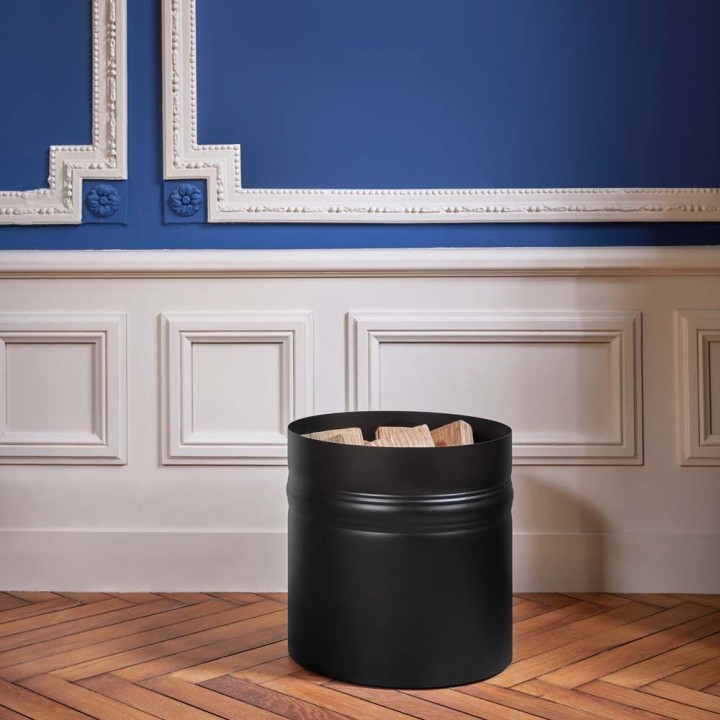 Leñero Lutèce Negro Escarchado Dixneuf (N3) - Accesorio de Chimenea