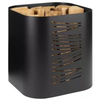 Leñero Taikal Negro Escarchado Dixneuf - Almacenamiento Elegante para Chimenea
