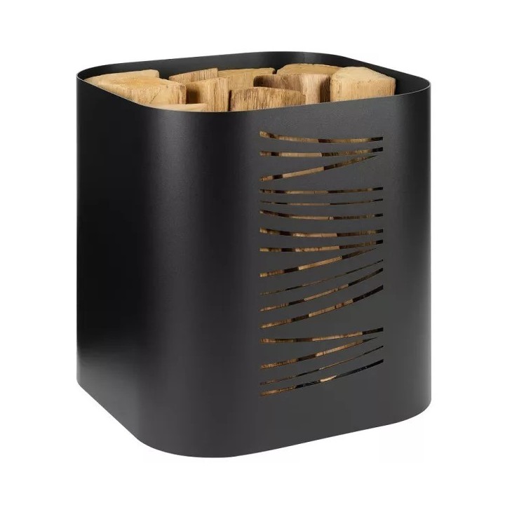 Leñero Taikal Negro Escarchado Dixneuf - Almacenamiento Elegante para Chimenea
