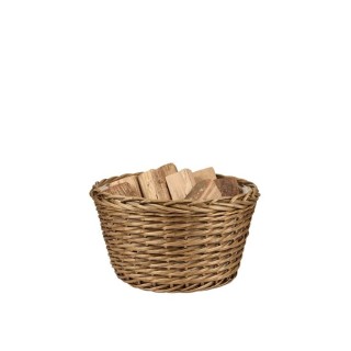 Cesta para leña Louison Dixneuf de mimbre natural con saco