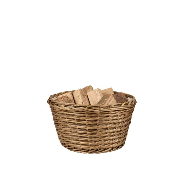 Cesta para leña Louison Dixneuf de mimbre natural con saco