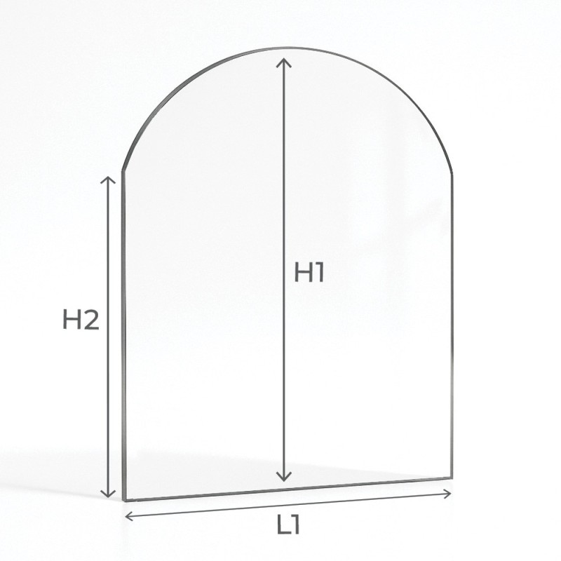 Vidrio de seguridad para chimenea - Vidrio plano con arco en la parte superior - Capska