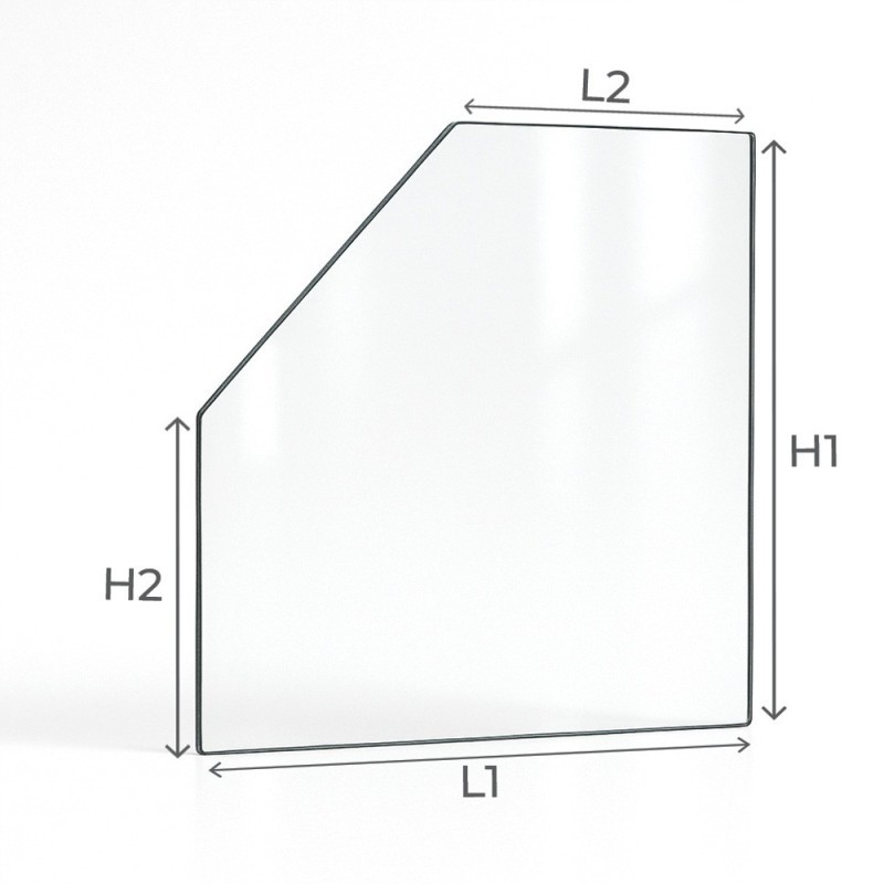Cristal Invicta RADIO - Vidrio 1 ángulo cortado para estufa de leña