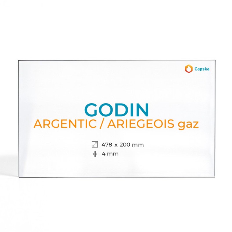 Vidre Cristall Godin ARGENTIC / ARIEGEOIS GAZ - Rectangular per Estufa de Llenya