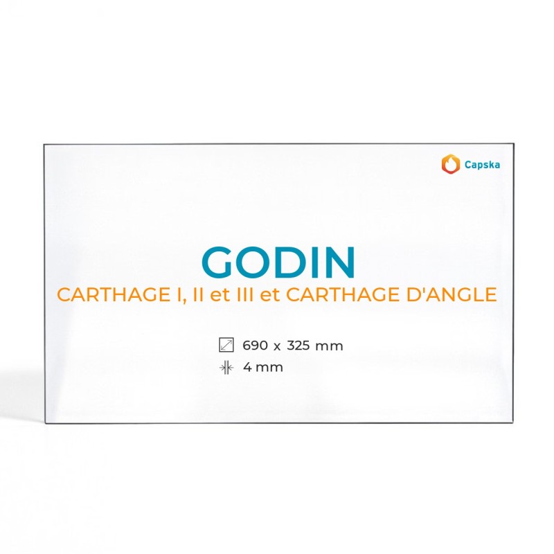 Cristall Godin CARTHAGE - Vidre Rectangle per estufa de llenya