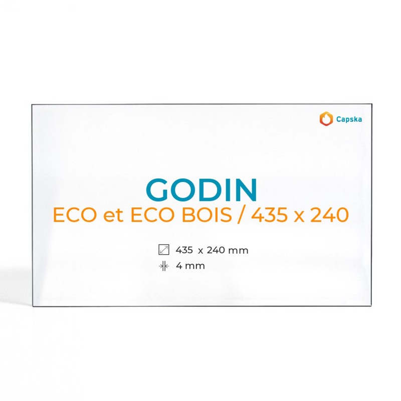 Cristal Godin ECO ET ECO BOIS / 435 X 240 - Vidrio Rectangular para Estufa de Leña