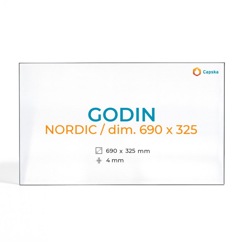 Cristall Godin NORDIC / DIM. 690 X 325 - Vidre Rectangle per estufa de llenya