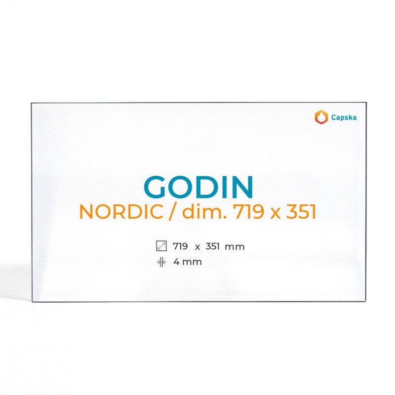 Cristal Godin NORDIC / DIM. 719 X 351 - Vidrio para estufa de leña