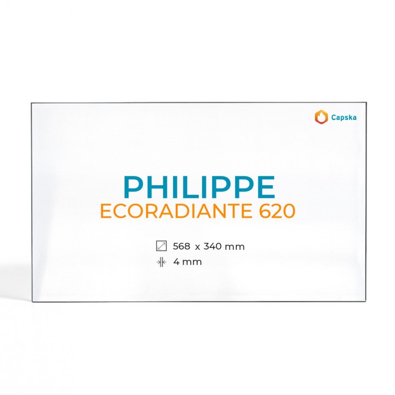 Vidre Rectangle per a llar de foc PHILIPPE ECORADIANTE 620 - 568x340x4mm