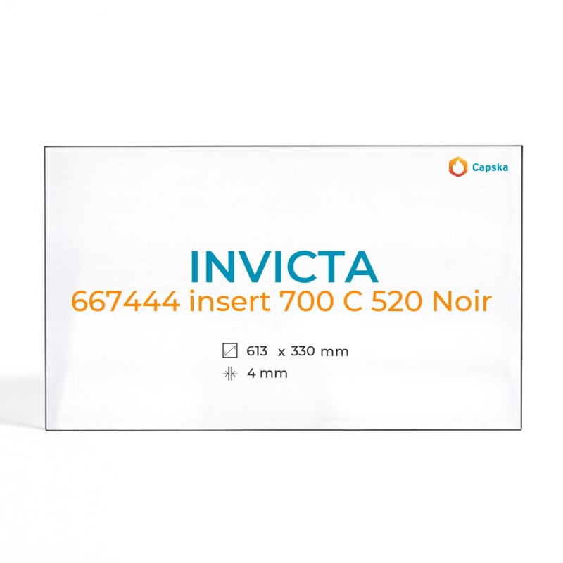 Cristal Invicta 667444 INSERT 700 C 520 NOIR - Vidrio Rectángulo para chimenea