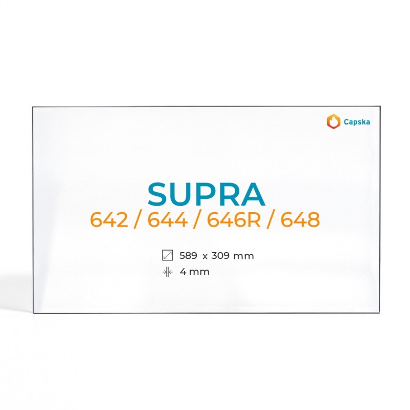 Cristal Supra 642 / 644 / 646R / 648 - Vidrio Rectángulo para inserto de chimenea