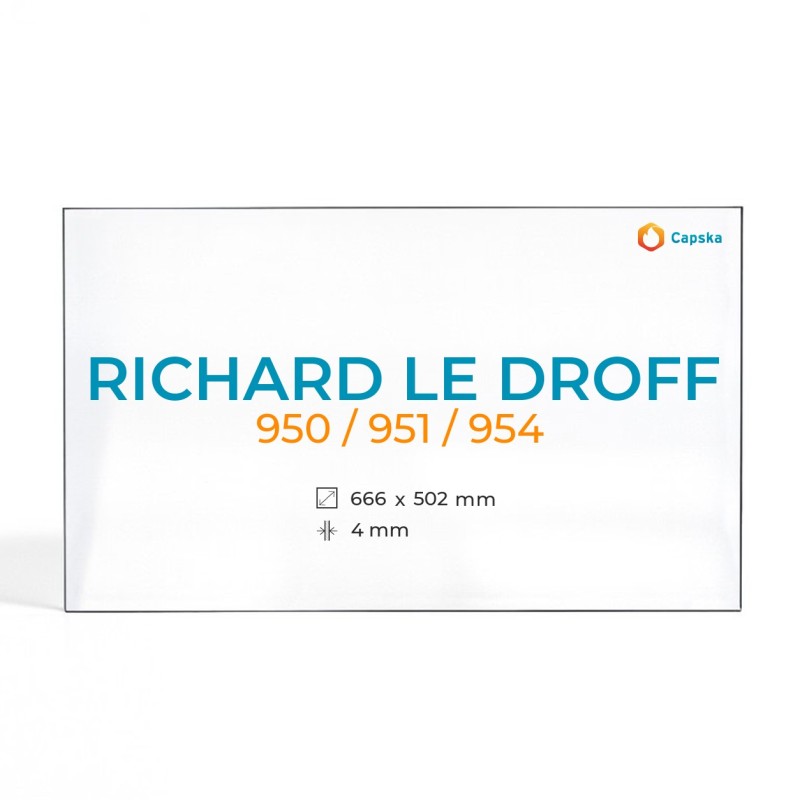 Cristal Richard Le Droff 950 / 951 / 954 - Vidrio Rectángulo para inserto de chimenea