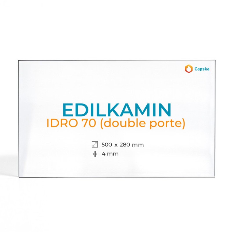 Cristal Edilkamin IDRO 70 (doble puerta) - Vidrio Rectángulo para inserto de chimenea