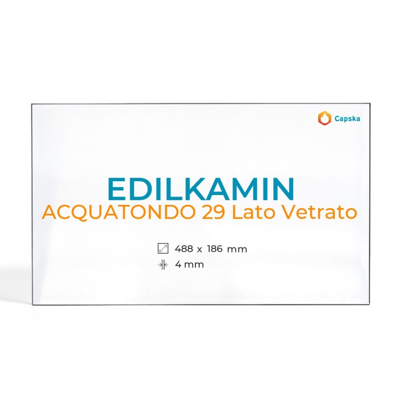 Vidre lateral per xemeneia Edilkamin ACQUATONDO 29 - Rectangle 488x186x4mm