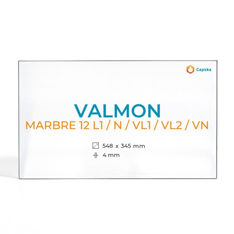 Cristal Valmon MARBRE 12 L1 / N / VL1 / VL2 / VN - Vidrio Rectángulo para chimeneas