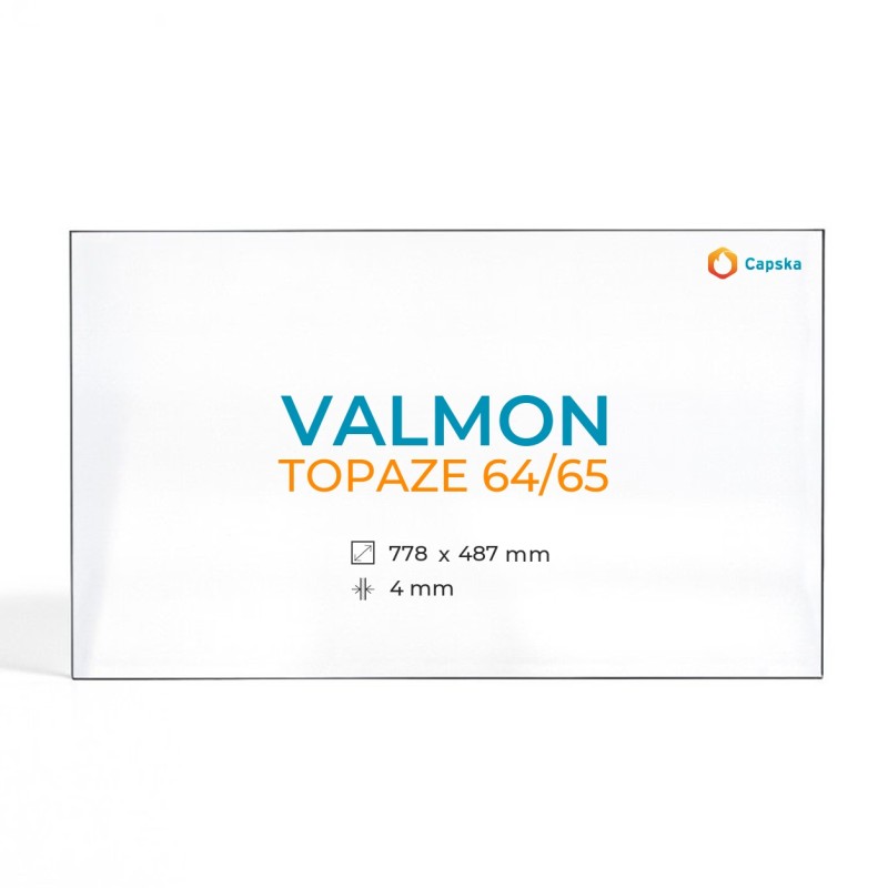 Cristal Valmon TOPAZE 64/65 - Vidrio Rectángulo para inserto de chimenea