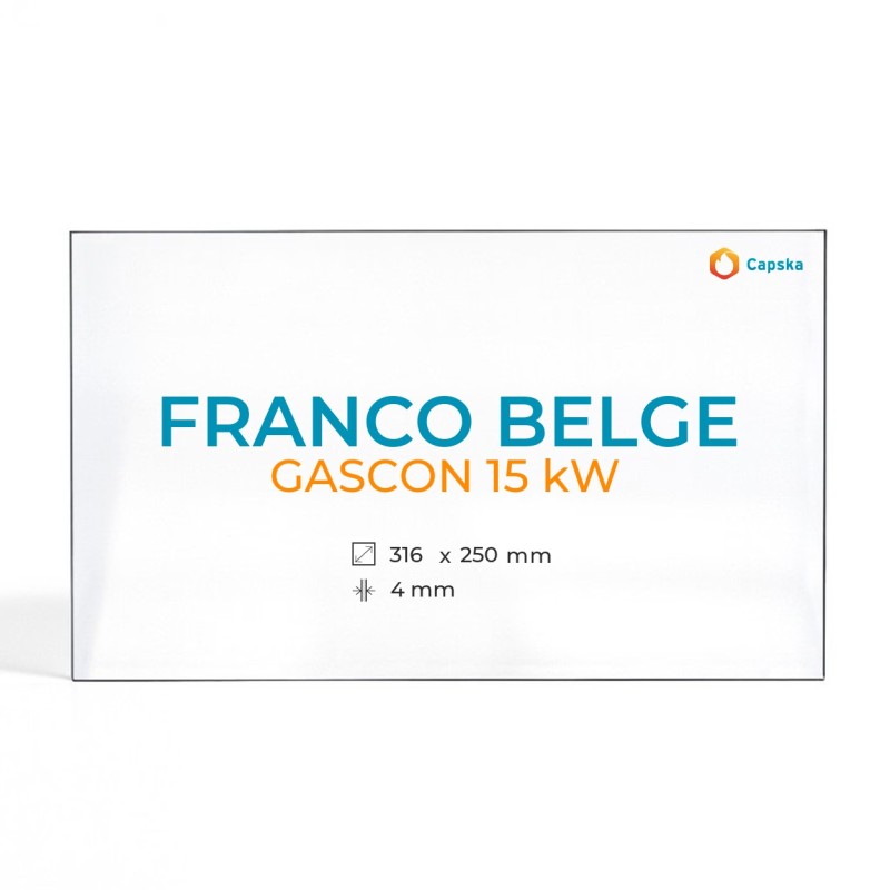 Cristal Franco Belge GASCON 15 KW - Vidrio Rectángulo con arco Derecho para estufa de leña