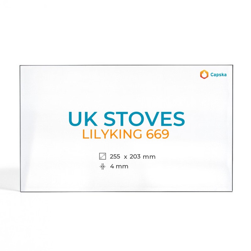 Cristal Uk Stoves LILYKING 669 - Vidrio Rectángulo para estufa de leña