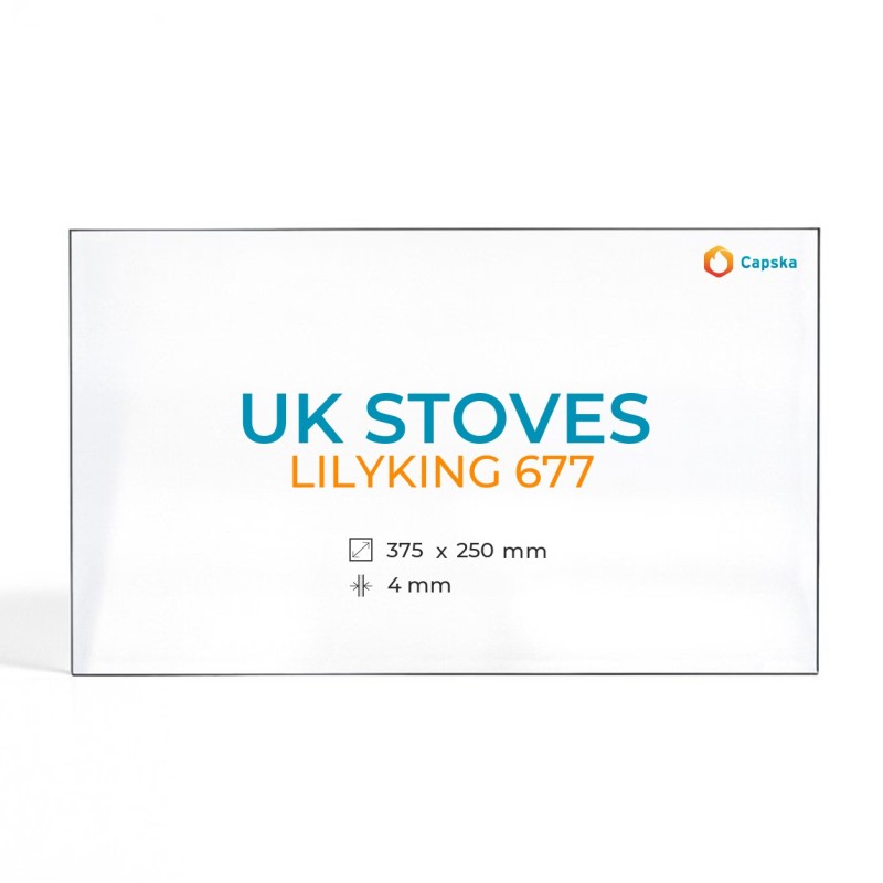 Cristal para estufa de leña UK Stoves LILYKING 677 - Rectángulo 375x250x4mm