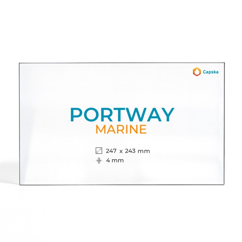 Vidre Rectangle Portway MARINE per estufa de llenya - Dimensions 247x243x4mm