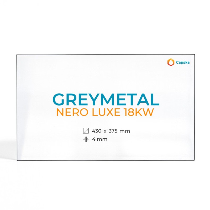 Cristall Greymetal NERO LUXE 18KW - Vidre Rectangle per estufa de llenya