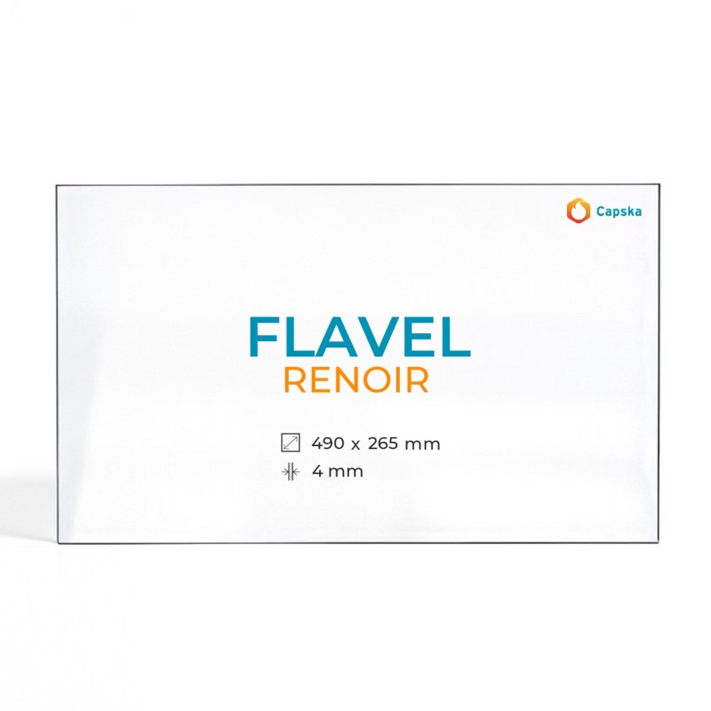 Vidre per estufa de llenya Flavel RENOIR - Rectangle 490x265x4 mm