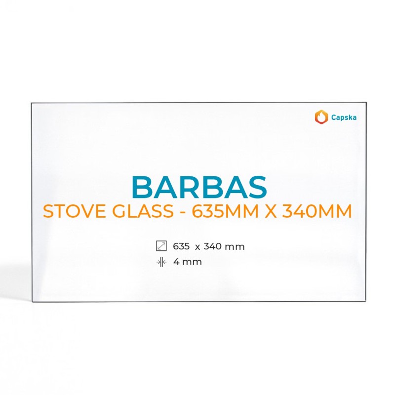 Cristall Barbas STOVE GLASS - 635MM X 340MM - Vidre Rectangle per estufa de llenya