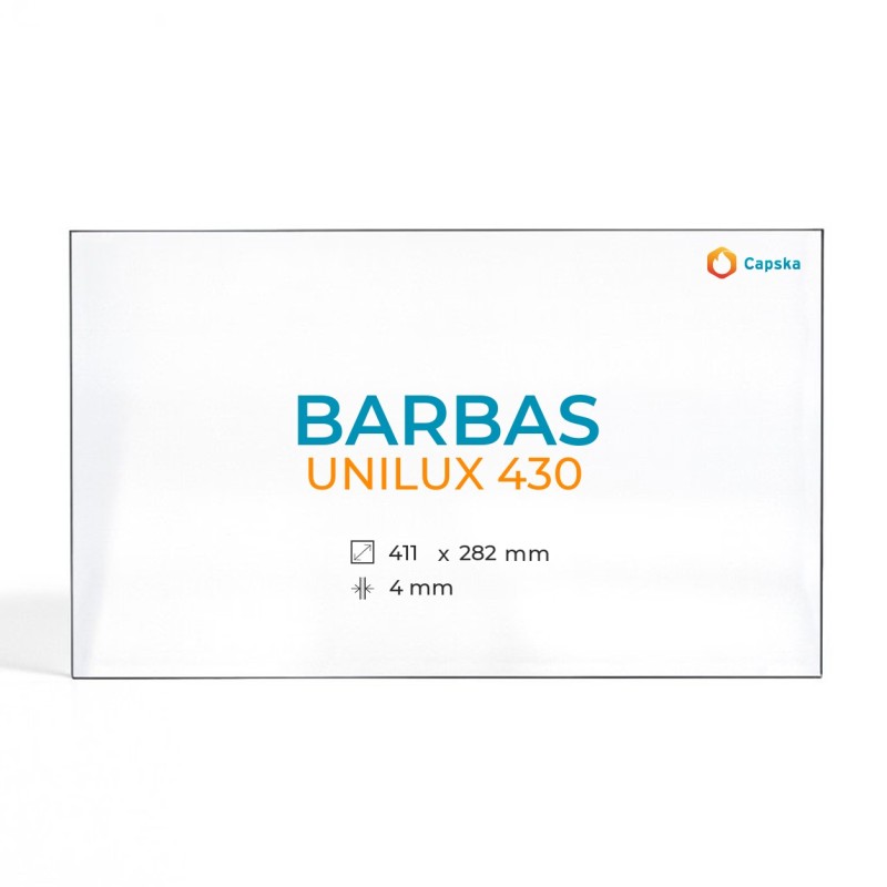Cristall Barbas UNILUX 430 - Vidre Rectangle per xemeneia