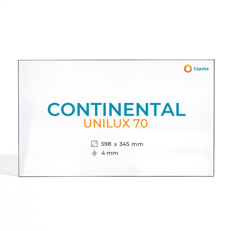 Vidre ceràmic Continental UNILUX 70 - Rectangle per estufa de llenya