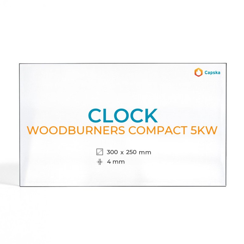 Vidre Rectangle per estufa de llenya CLOCK WOODBURNERS COMPACT 5KW - 300 x 250 x 4 mm