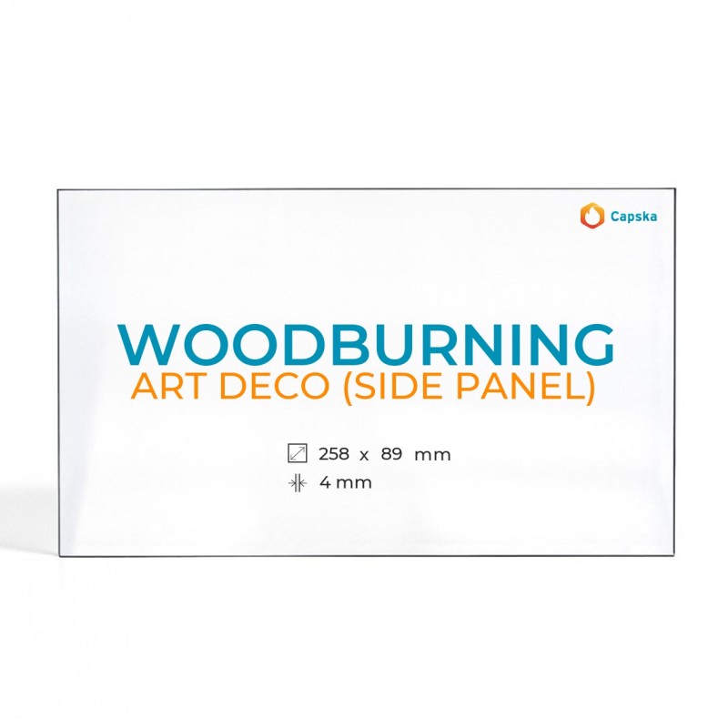 Cristall Woodburning ART DECO (SIDE PANEL) - Vidre Rectangle per estufa de llenya