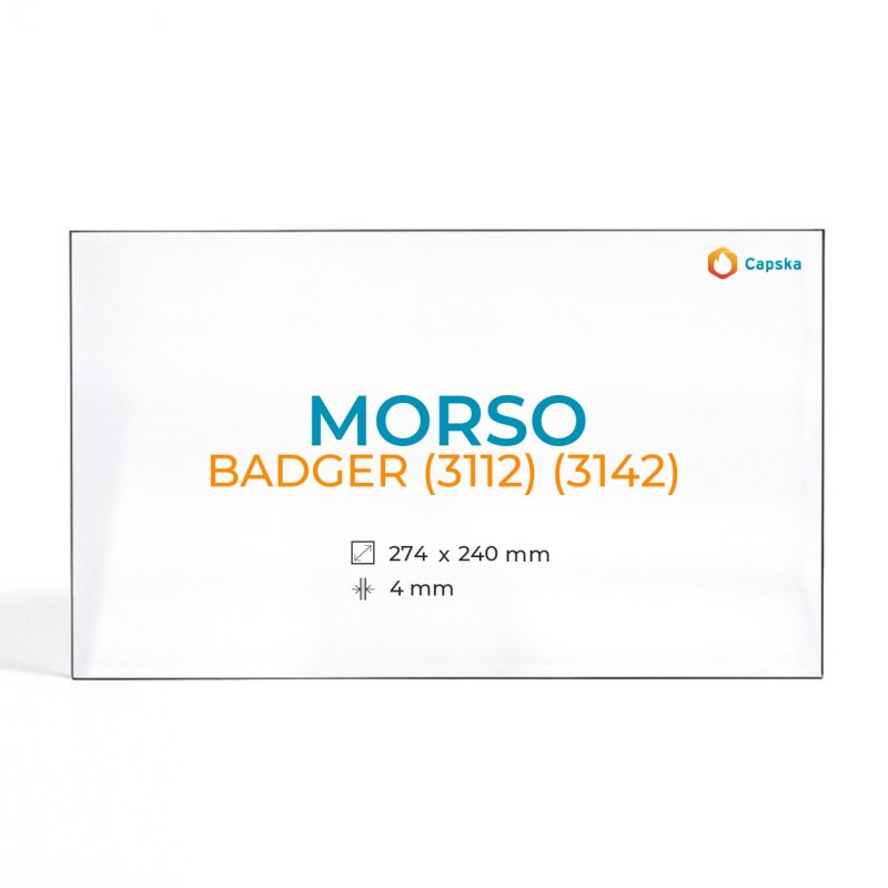 Cristal Morso BADGER (3112) (3142) - Vidrio Rectángulo para estufa de leña