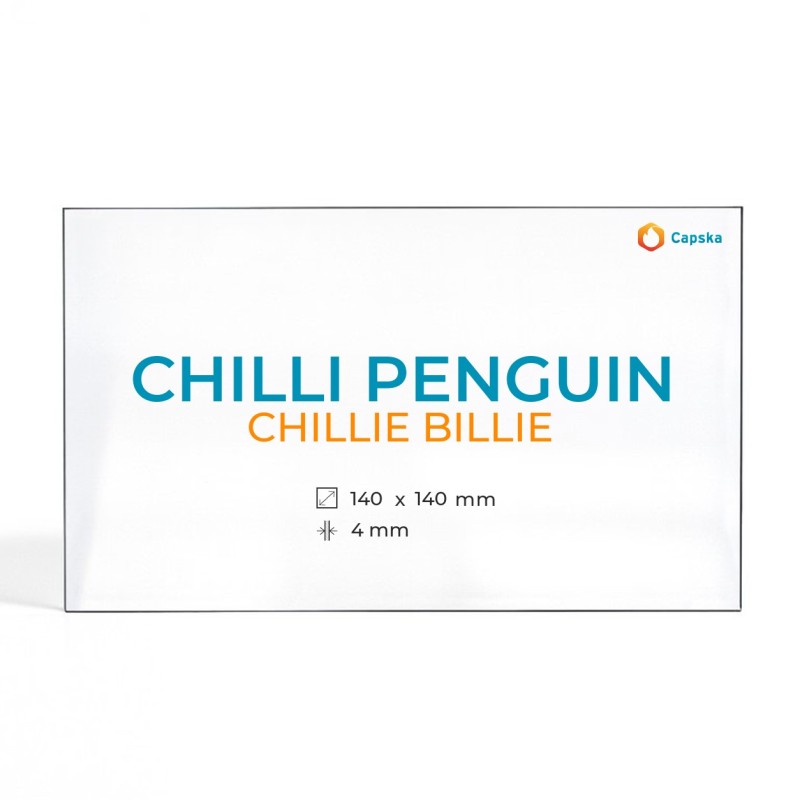 Cristall Chilli Penguin CHILLIE BILLIE - Vidre Rectangle per estufa de llenya
