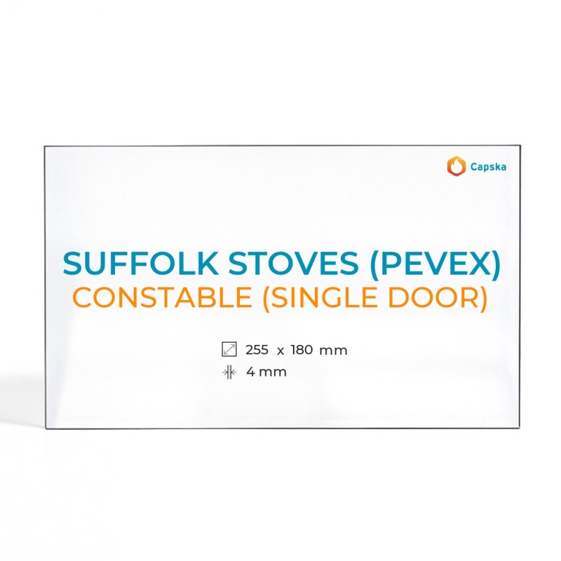 Cristall Suffolk Stoves (Pevex) CONSTABLE (SINGLE DOOR) - Vidre Rectangle per estufa de llenya