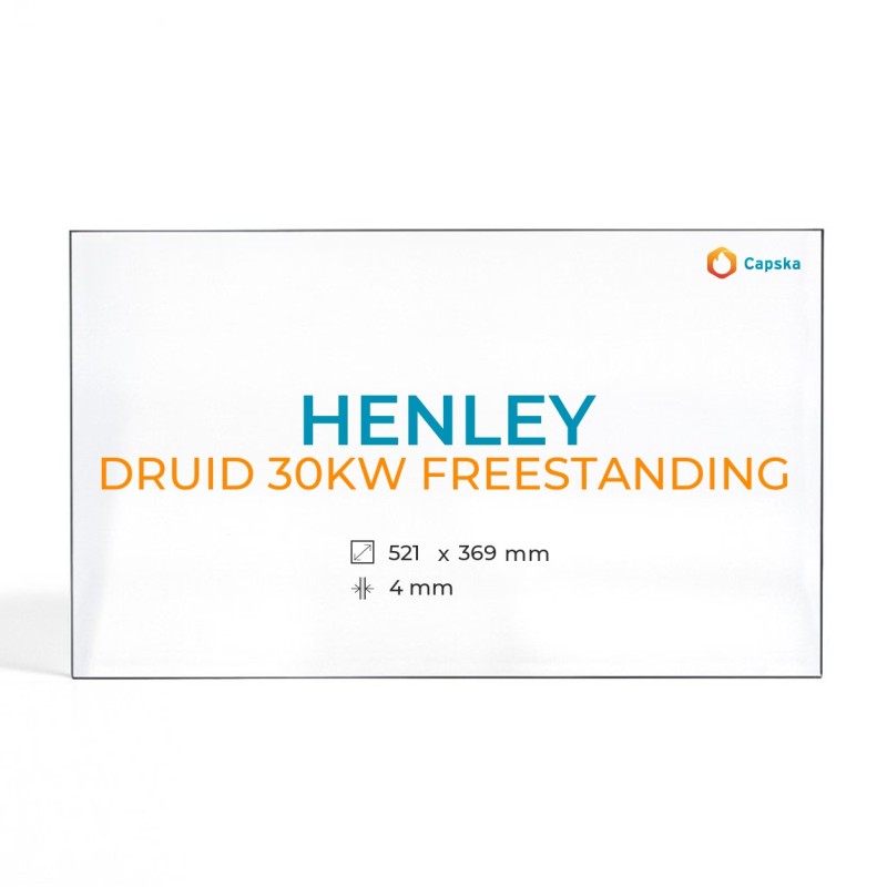 Cristal Henley DRUID 30KW FREESTANDING - Vidrio Rectángulo para estufa de leña