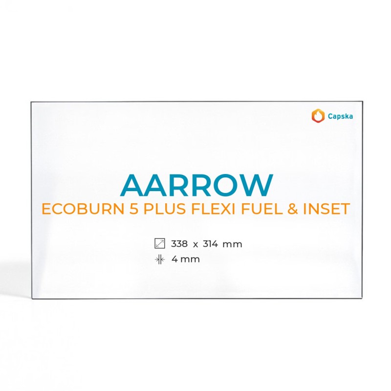 Cristal Aarrow ECOBURN 5 PLUS FLEXI FUEL & INSET - Vidrio Rectángulo para estufa de leña