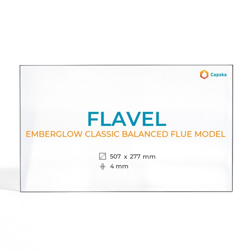 Vidre Rectangle per estufa de llenya - Cristall Flavel EMBERGLOW CLASSIC BALANCED FLUE MODEL