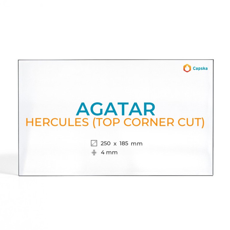 Cristal Agatar HERCULES (TOP CORNER CUT) - Vidrio Rectángulo para estufa de leña
