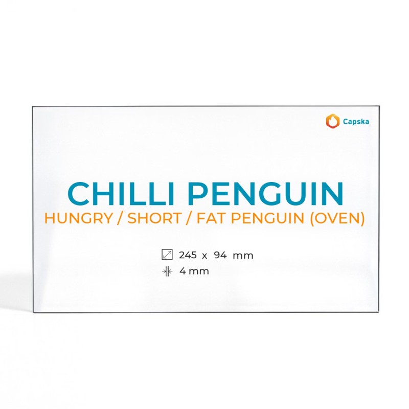 Vidre Rectangle per estufa de llenya Chilli Penguin HUNGRY / SHORT / FAT PENGUIN (OVEN)