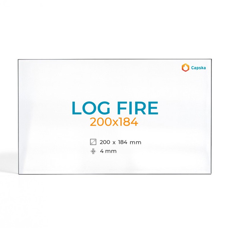 Cristal Log Fire 200X184 - Vidrio Rectángulo para estufa de leña